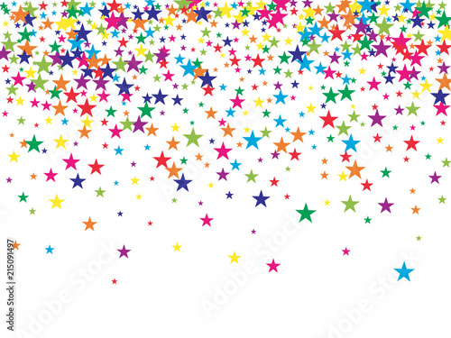 Rainbow Stars Confetti Vector Magic Cosmic Garland. Magic Christmas Lights, Gamour Sparkles, Glitter for Birthday Party Celebration. New Year Holiday Falling Down Stars Confetti, Festival Fireworks.