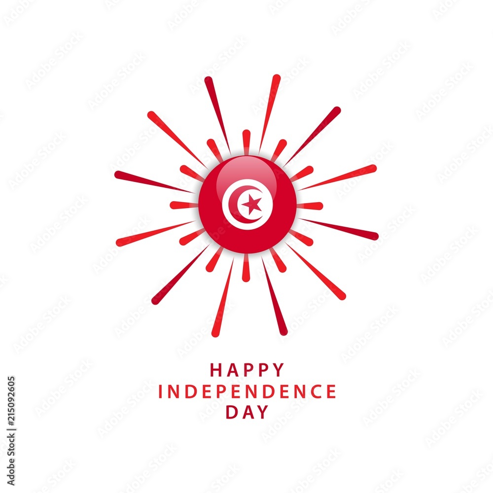 Happy Tunisia Independence Day Ribbon Vector Template Design Illustration Happy Tunisia Independence Day Ribbon Vector Template Design Illustration