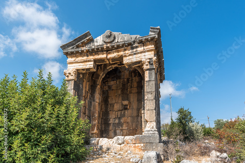 Exterior view of Demircili Monumental tombs located in Demircili Village,Silifke,Mersin,Turkey