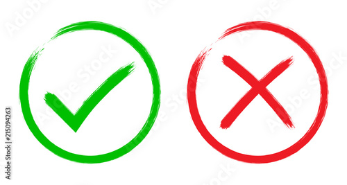 Slika na platnu Green checkmark tick and red X icons