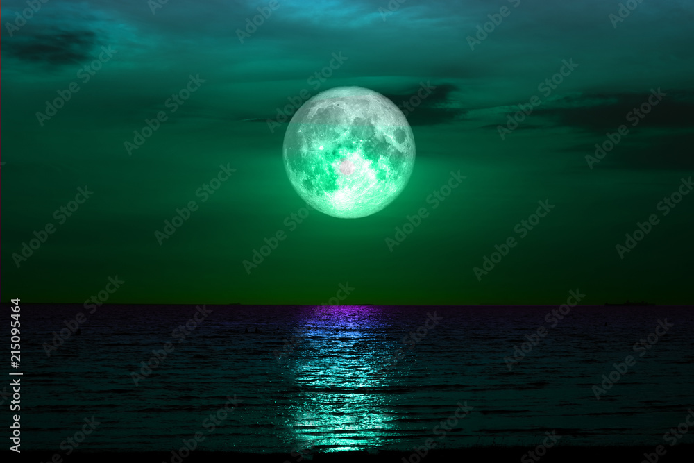 Obraz premium full sturgeon moon silhouette wooden Japanese pillar on night sky