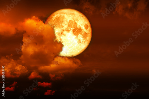 super blood moon back red cloud on red night sky