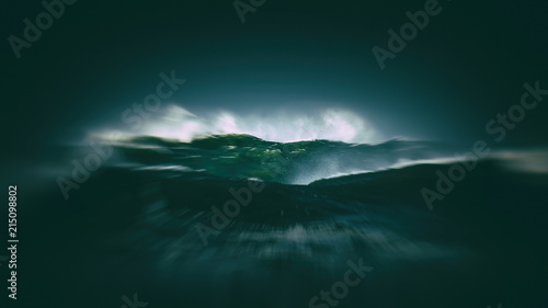 big waves with stormy weather and blur motion effect