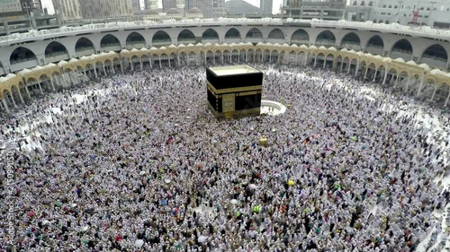 Praying at holy house kaaba time lapse 4k photo