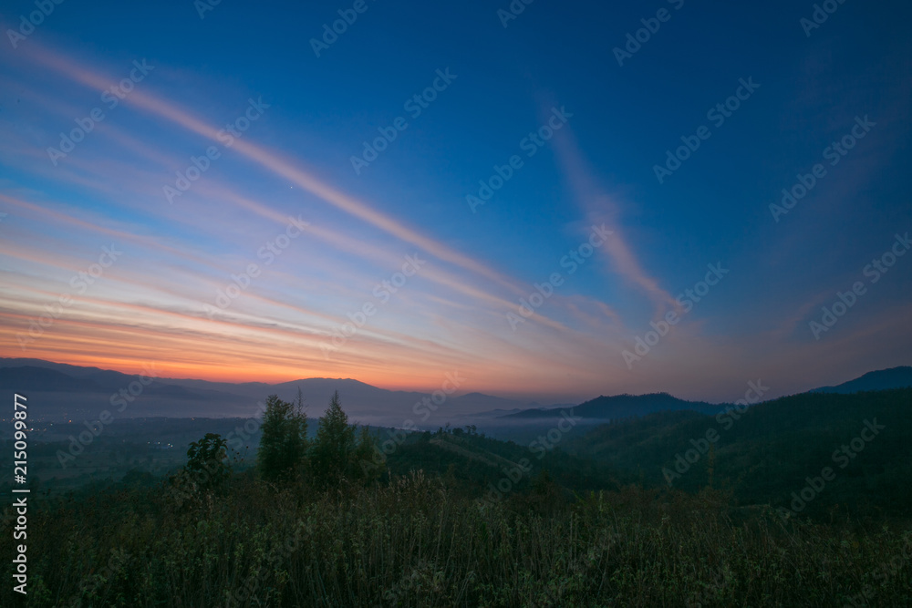 Landscape beautiful mountain and sky  view  in sunrise