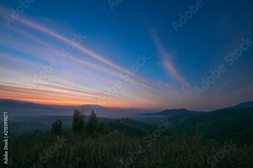 Landscape beautiful mountain and sky view in sunrise