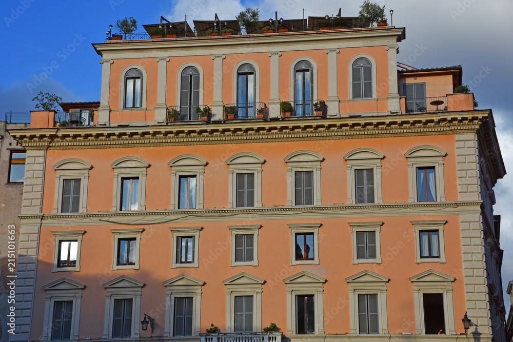 Rome, view of historic building in the center of the city.