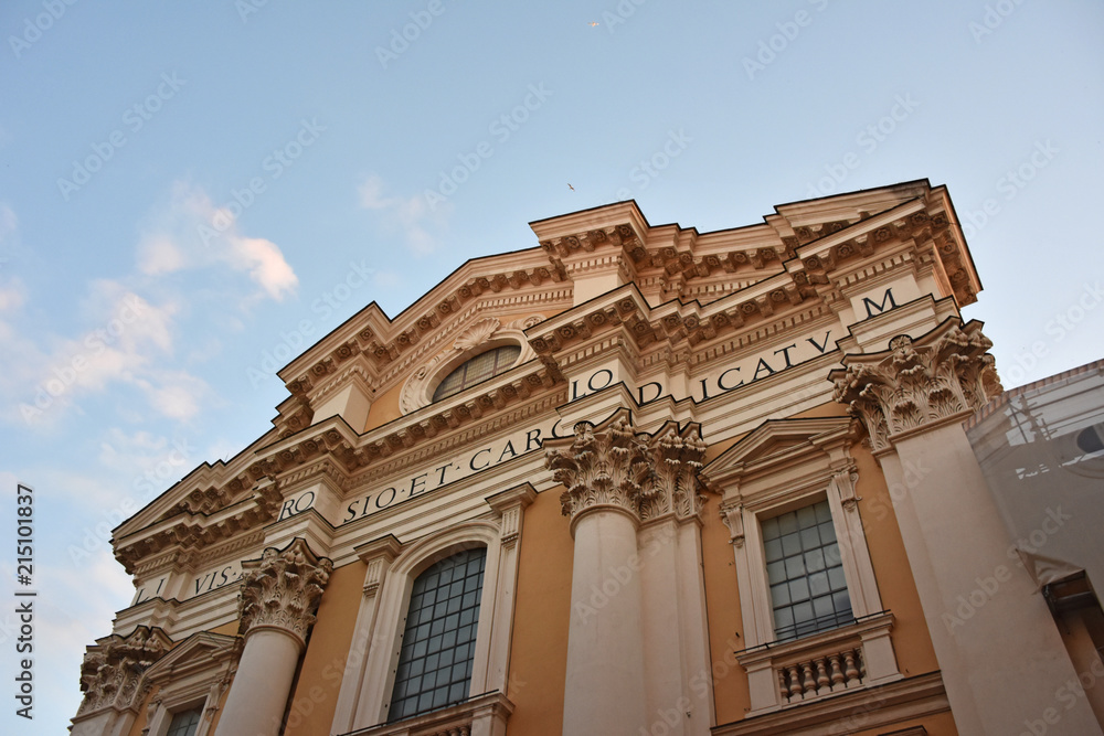 Rome, catholic church facade in the historic center of the city.