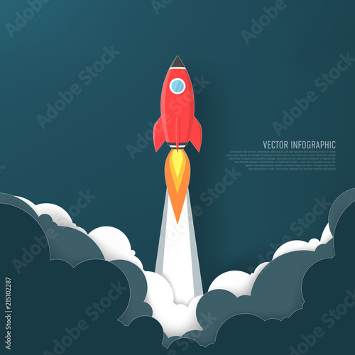 Rocket launch and smoke,Startup concept.