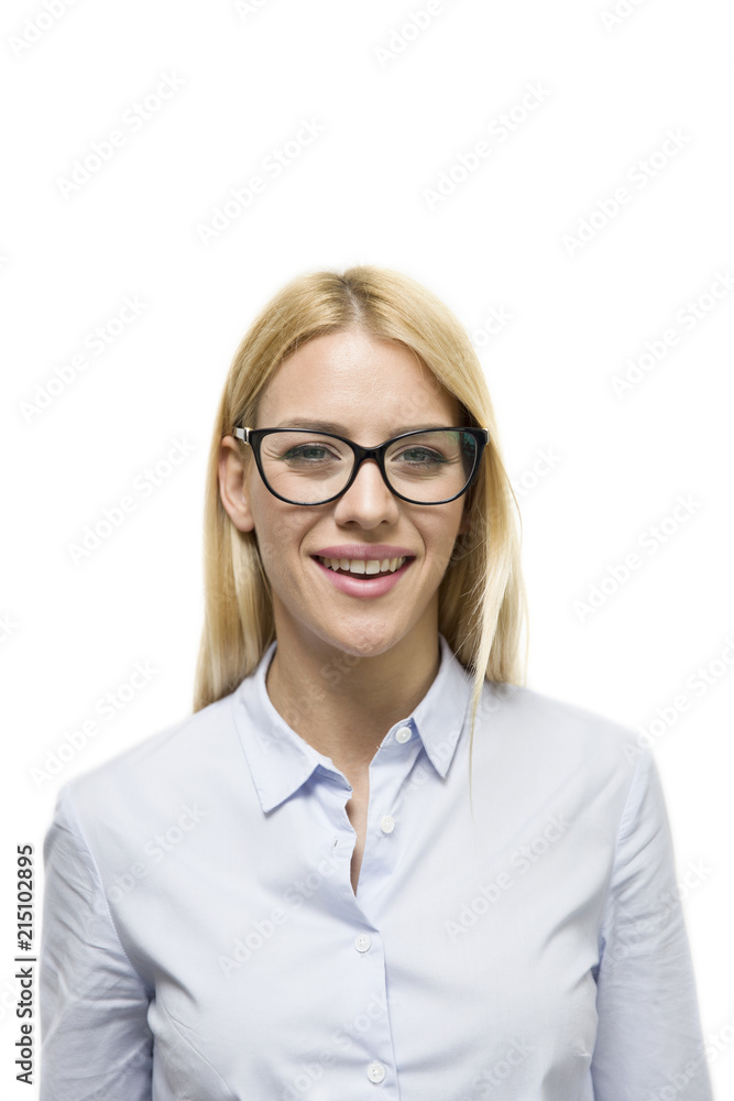 Portrait of young businesswoman with eyeglasses