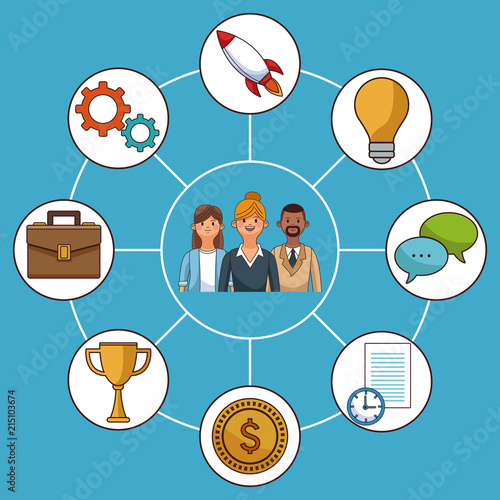 Business teamwork and social network symbols vector illustration graphic design photo