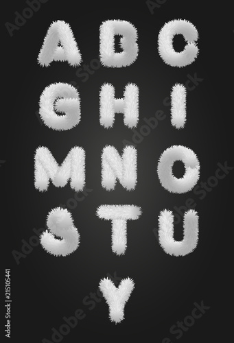 Cute white fur alphabet