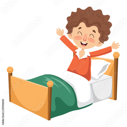 Vector Illustration Of Kid Waking Up