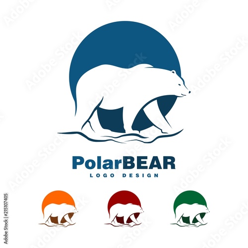 Bears Walking Design Logo, Polar Bear Design Logo. The North Polar Bear Logo. Bear Design Logo Vector Illustration