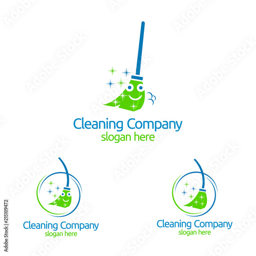 Cleaning Service vector Logo design, Eco Friendly Concept for Interior, Home and Building