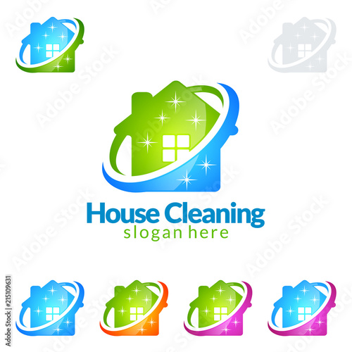 Cleaning Service vector Logo design, Eco Friendly Concept for Interior, Home and Building