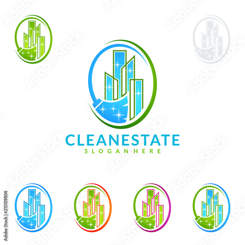 Cleaning Service vector Logo design, Eco Friendly Concept for Interior, Home and Building