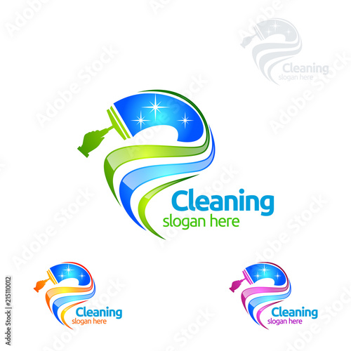 Cleaning Service vector Logo design, Eco Friendly Concept for Interior, Home and Building