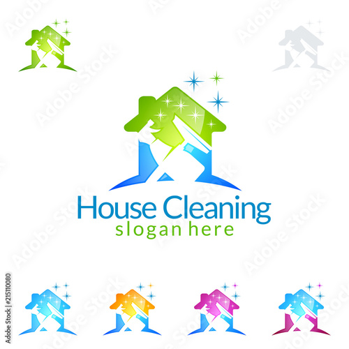Cleaning Service vector Logo design, Eco Friendly Concept for Interior, Home and Building