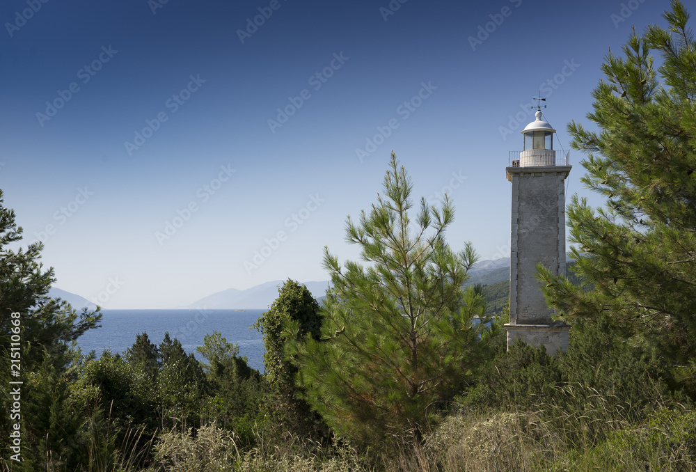 lighthouse on the Kefalonia island in Greece lighthouse on the Kefalonia island in Greece