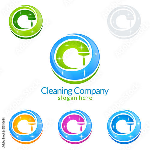 Cleaning Service vector Logo design, Eco Friendly Concept for Interior, Home and Building