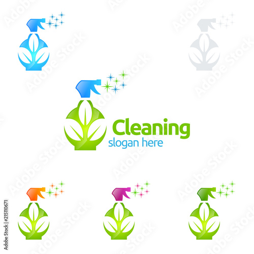 Cleaning Service vector Logo design, Eco Friendly Concept for Interior, Home and Building