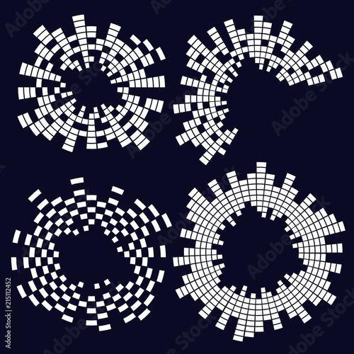 A selection of abstract music equalizers on a dark background. Vector illustration for your design.