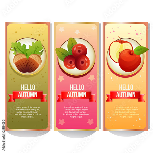 colorful autumn banner collection with apple