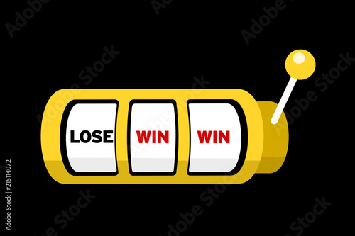 Gamble machine - hazardous play and gaming, chance to win and lose. Vector illustration