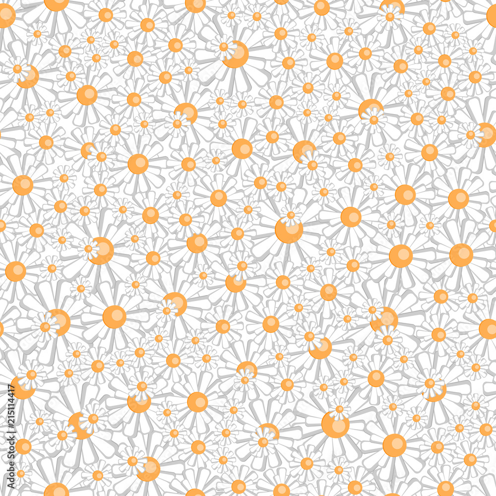 Seamless texture with cartoon daisies on a white background