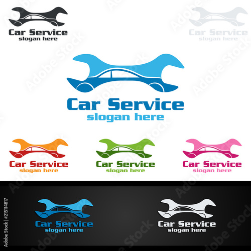 Car Service Logo with Car and repair Concept