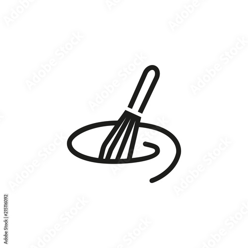 Mixing with whisk line icon. Kitchenware, utensil, blender. Cooking concept. Vector illustration can be used for topics like preparing food, culinary, making dough