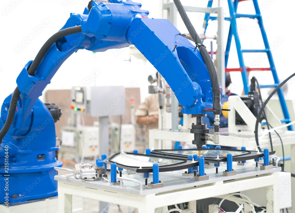 custom made wallpaper toronto digitalIndustrial automated robot arm holding car glass in factory