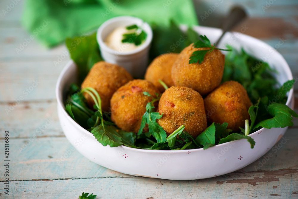 potato croquettes with mortadella.style rustic potato croquettes with mortadella.style rustic