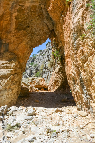arch in the rock in the Imbros gorge in Crete