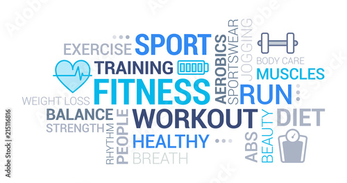 Fitness, sport and wellness tag cloud