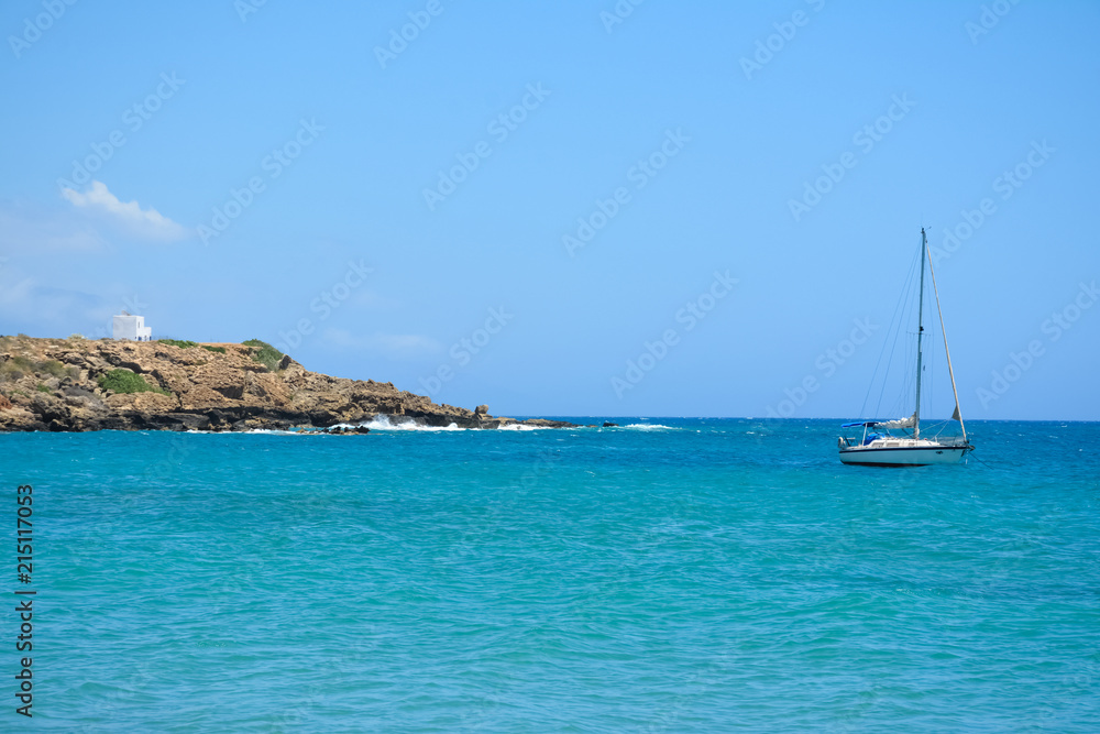 yacht near the coast of the Libyan sea in Crete