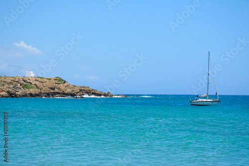 yacht near the coast of the Libyan sea in Crete