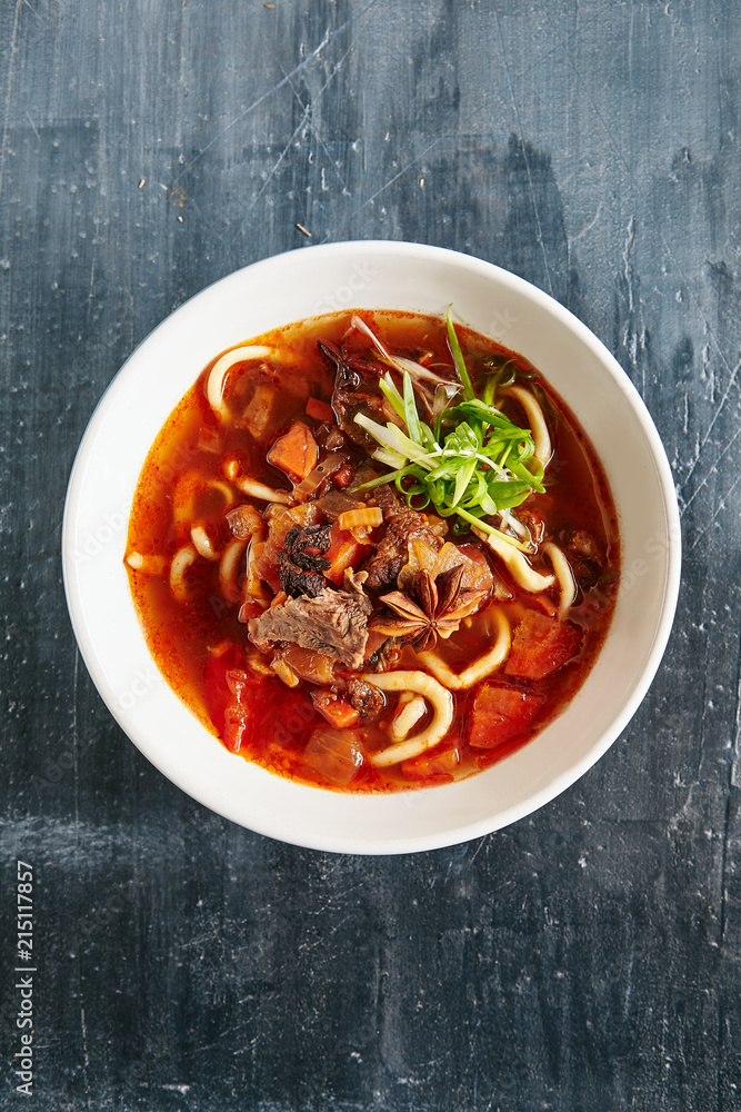 Lagman or Laghman of Beef and Pulled Homemade Noodles Lagman or Laghman of Beef and Pulled Homemade Noodles