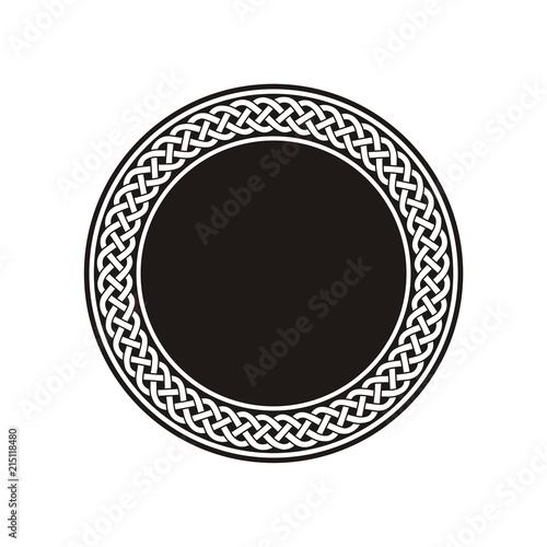 Celtic Knot #4 / White ancient round meander in black circle
