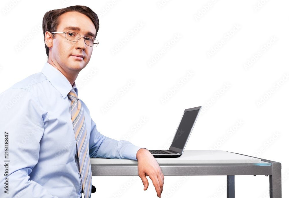 Portrait of a Businessman Working with Laptop Portrait of a Businessman Working with Laptop