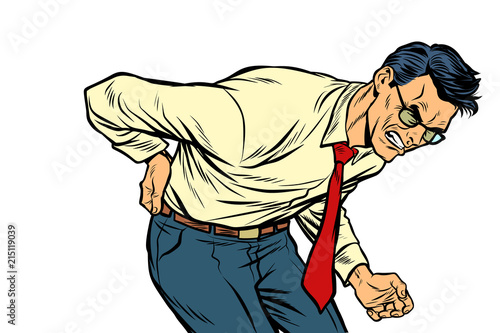 backache low back pain. man health and medicine
