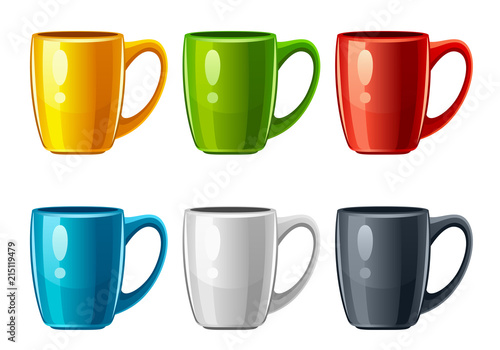 Set of multicolored cups on a white background © lenka