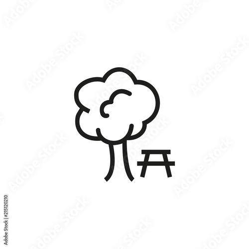 Rest area line icon. Park, table, camping. Picnic concept. Vector illustration can be used for topics like getaway, vacation, recreation

