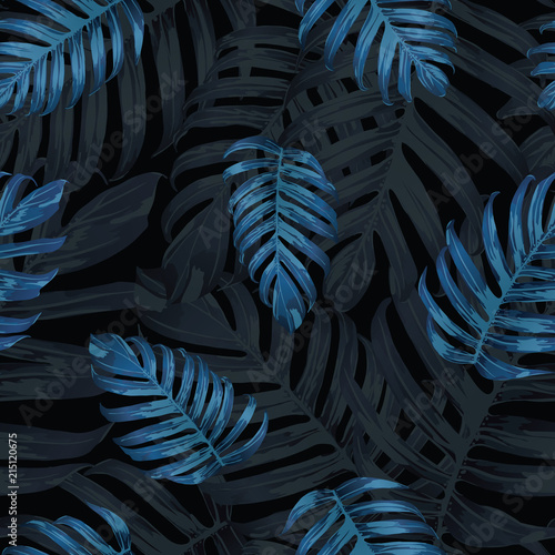 Palm Monstera Seamless Pattern.
