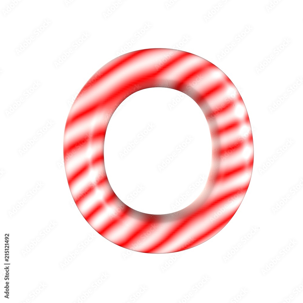 Red White candy letter O Isolated on white background Red White candy letter O Isolated on white background