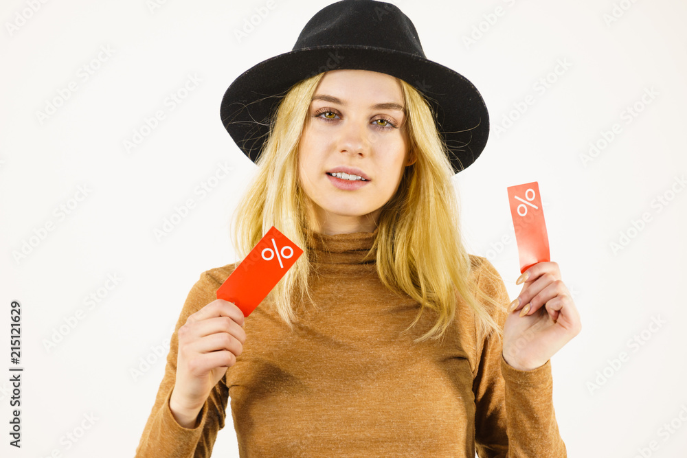 Woman after sale shopping