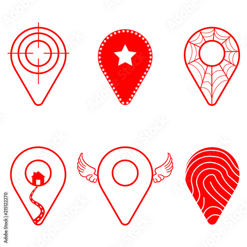 Geolocation icon pack. Set of Geolocation signs in different style for your web site design, logo, app, UI. Vector illustration EPS10. 