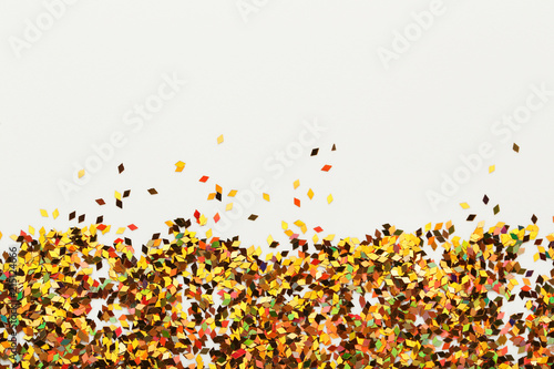 Colourful confetti on white background