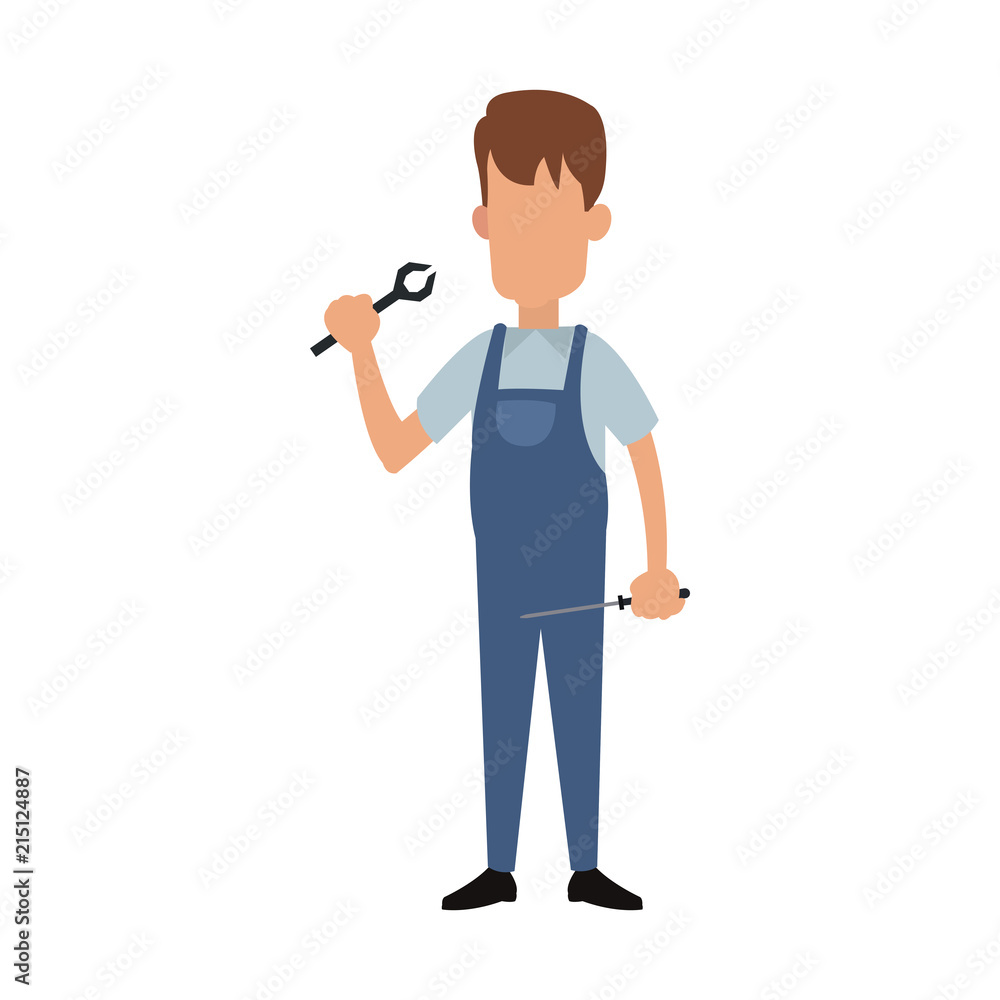 Obraz premium Construction worker avatar vector illustration graphic design